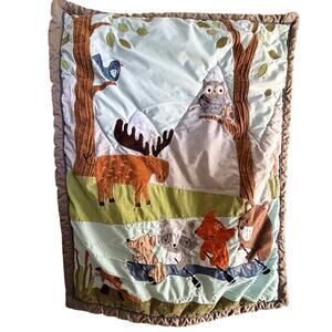 Lambs & Ivy Woodland Animals 3D Quilted Crib Quilt Owl Moose Bear Raccoon